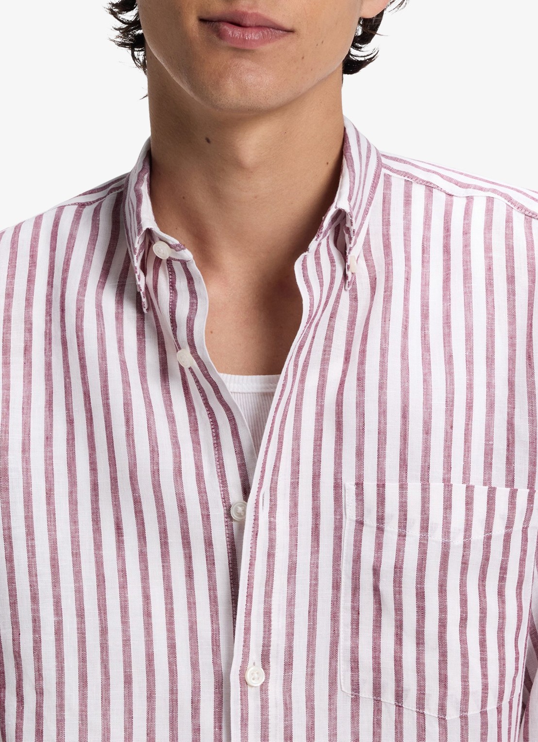 BOSS Regular fit overhemd van linnen met streepprint - detail 2 rood