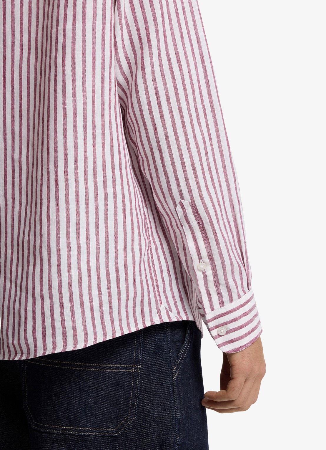 BOSS Regular fit overhemd van linnen met streepprint - detail 3 rood