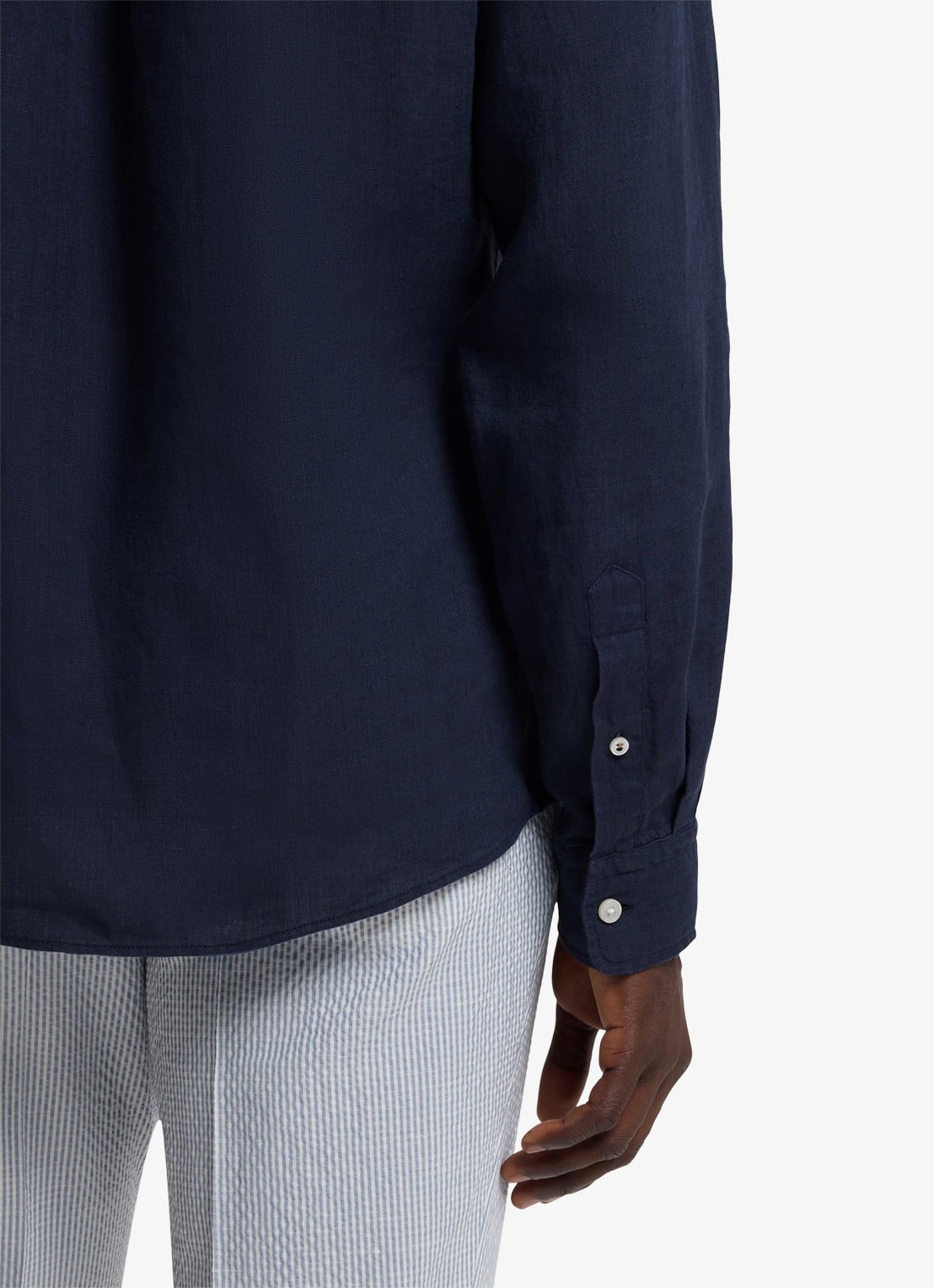 BOSS Regular fit overhemd van linnen - detail 5 blauw