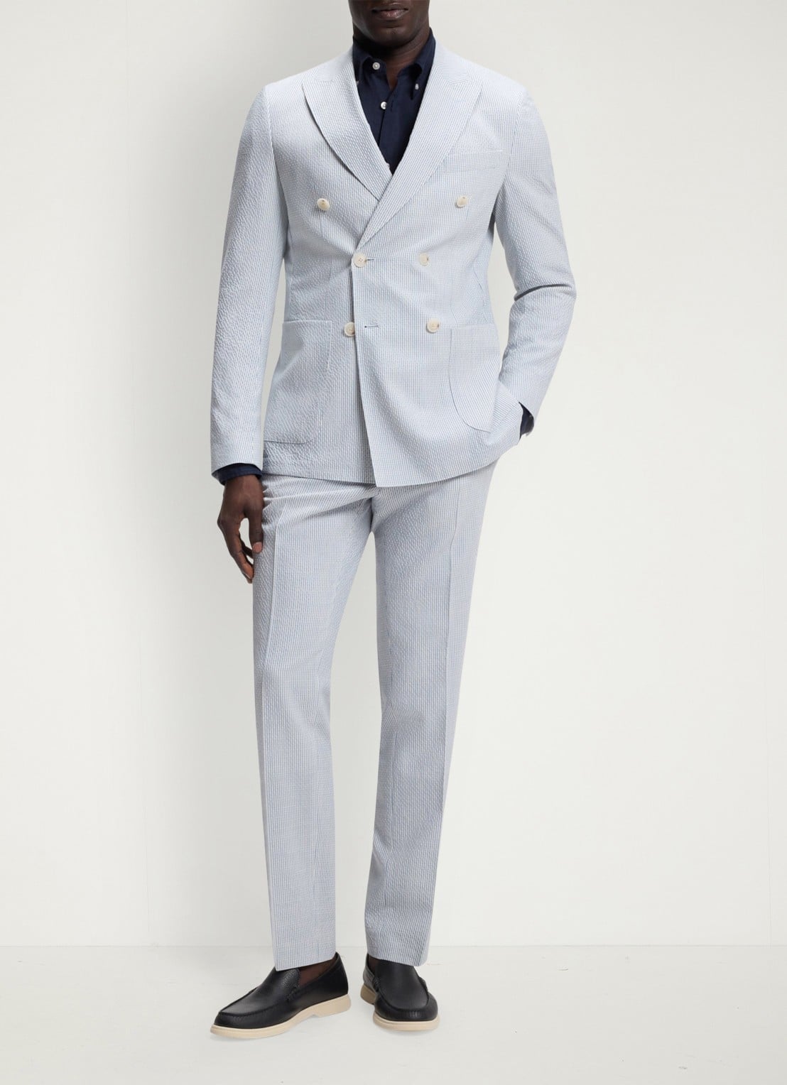 BOSS Regular fit overhemd van linnen - voorkant 2 blauw