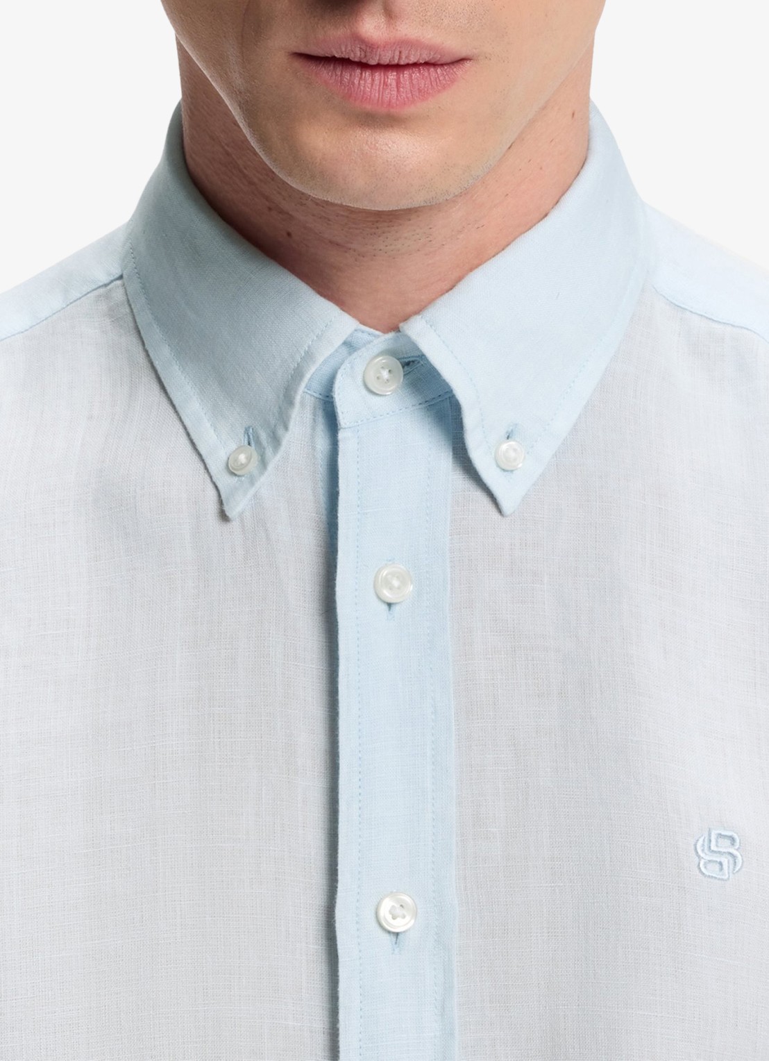 BOSS Regular fit overhemd van linnen - detail 5 lichtblauw