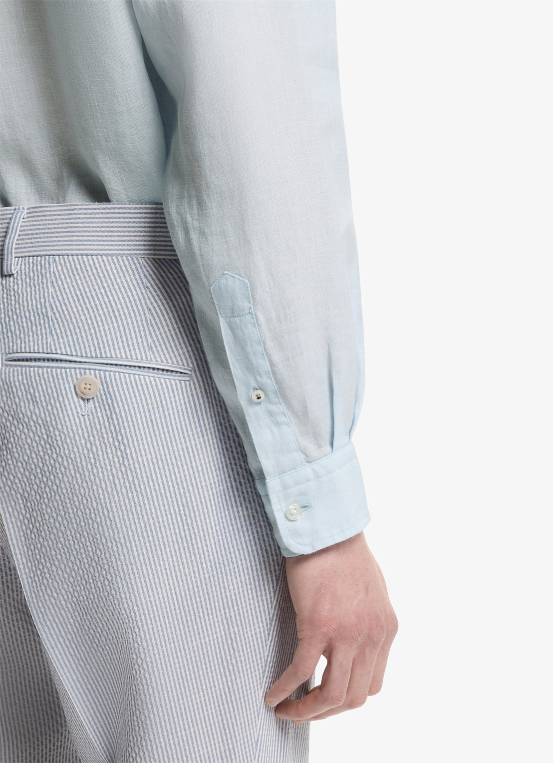 BOSS Regular fit overhemd van linnen - detail 6 lichtblauw