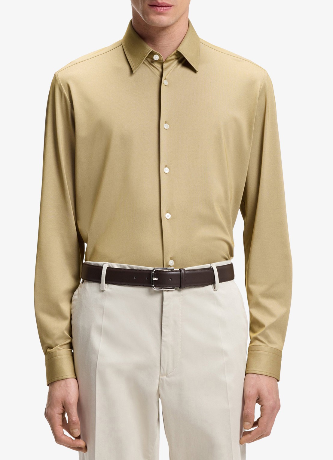 BOSS Regular fit overhemd - detail 4 beige