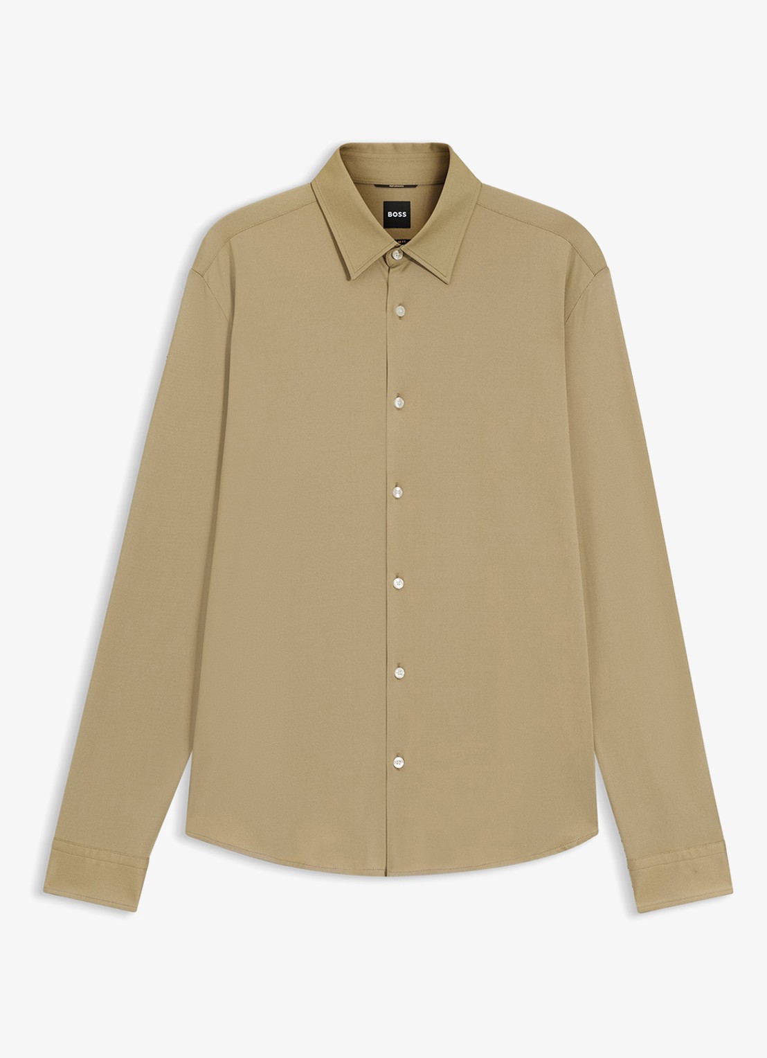 BOSS Regular fit overhemd - voorkant beige