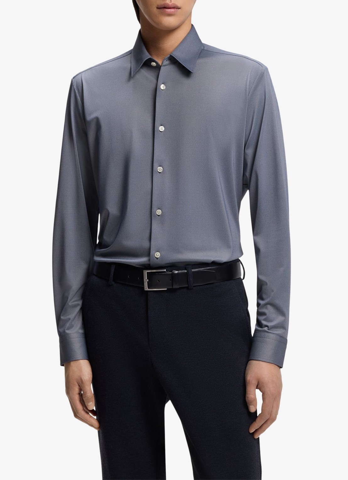 BOSS Regular fit overhemd - detail blauwgrijs