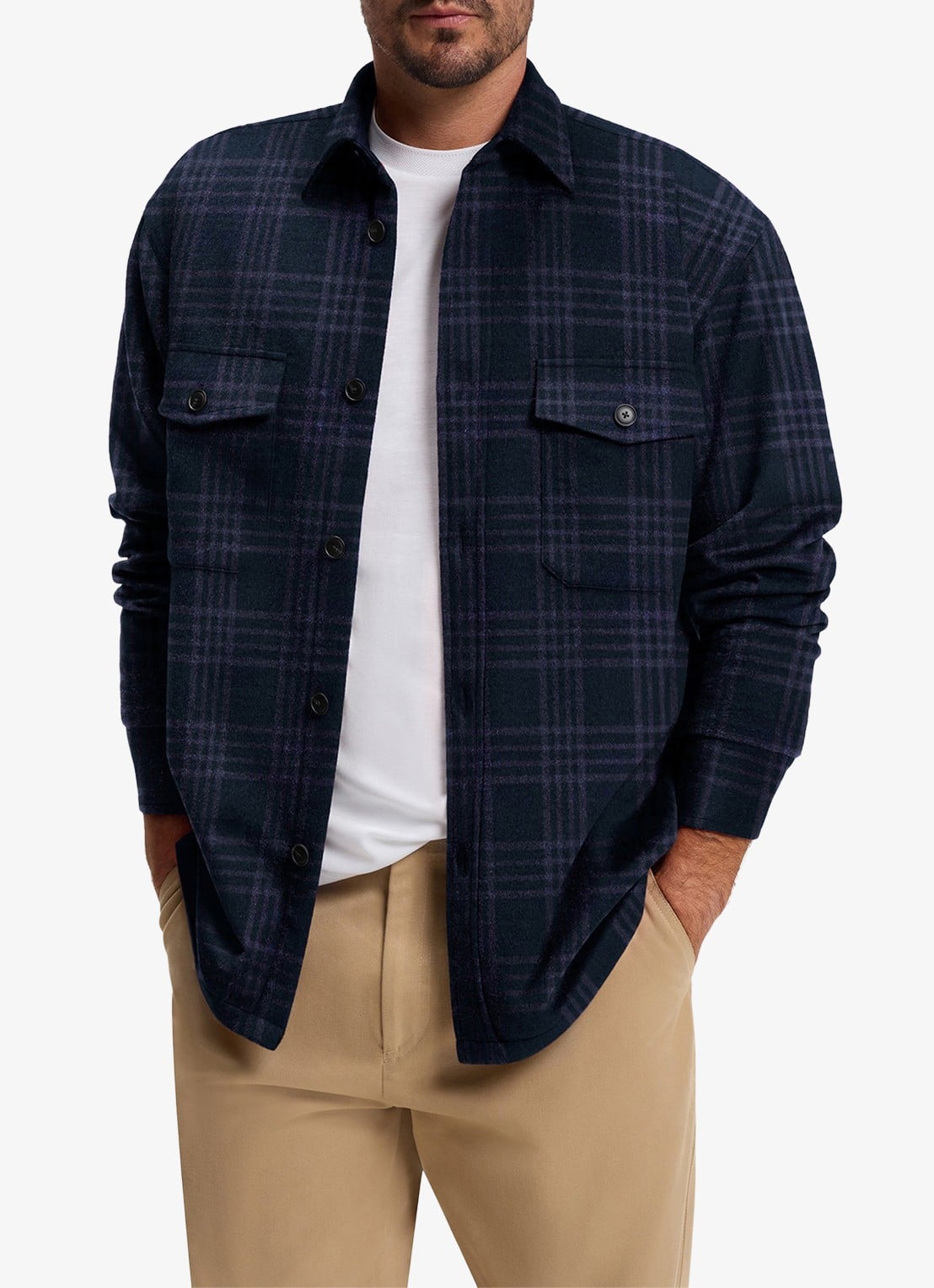 BOSS Regular fit overshirt met ruit dessin - detail 3 blauw