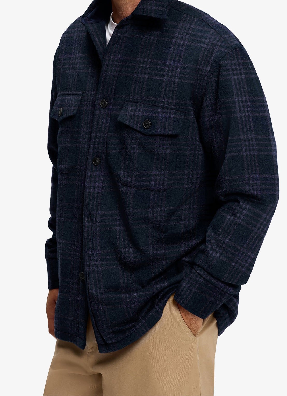 BOSS Regular fit overshirt met ruit dessin - detail 5 blauw