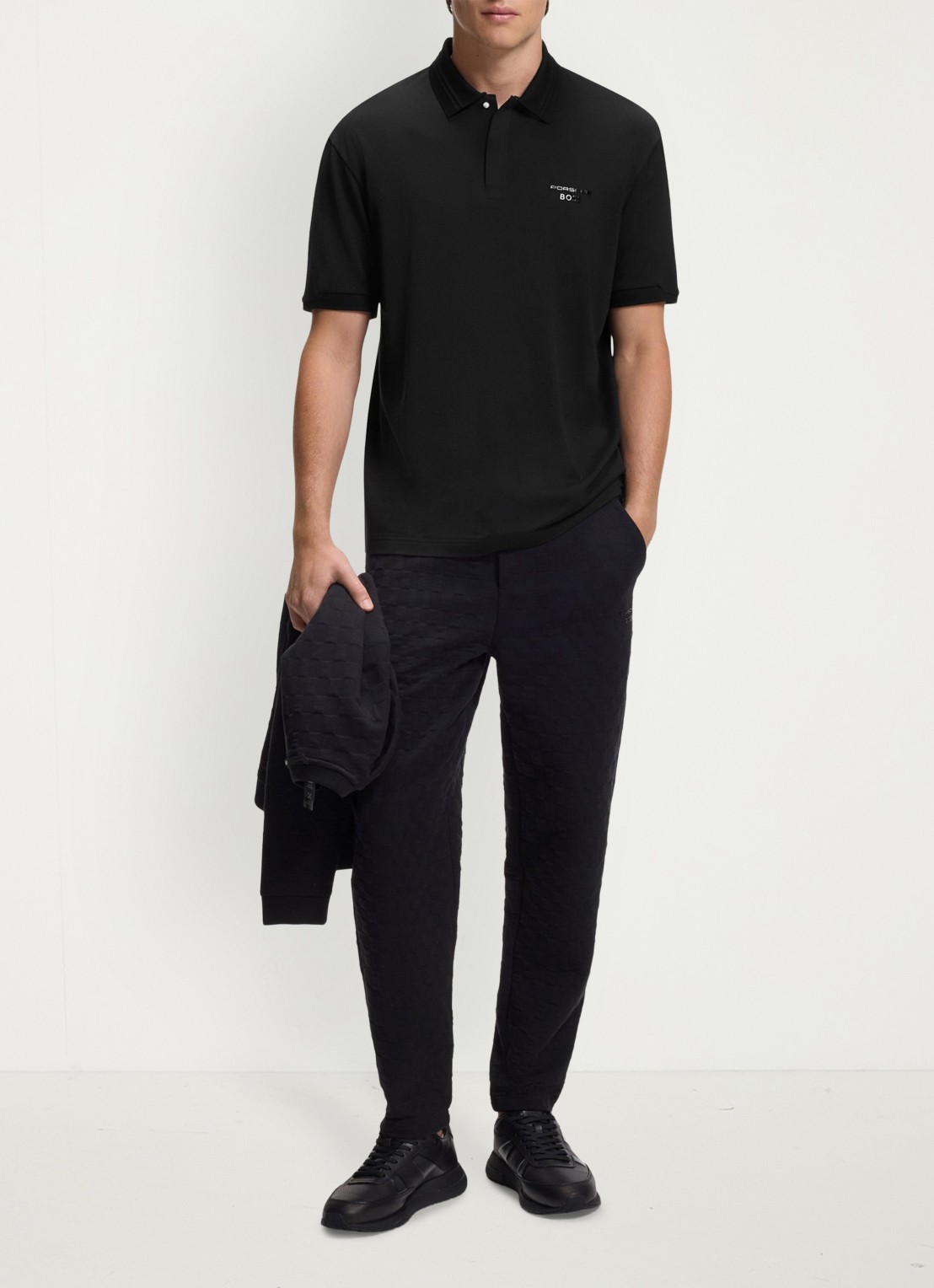 BOSS Regular fit polo met 3D logoprint - voorkant 5 zwart