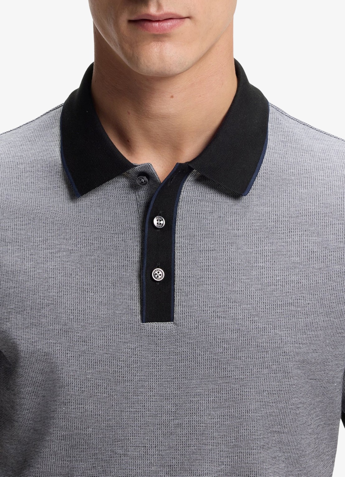 BOSS Regular fit polo met gestreept detail - detail 2 zwart