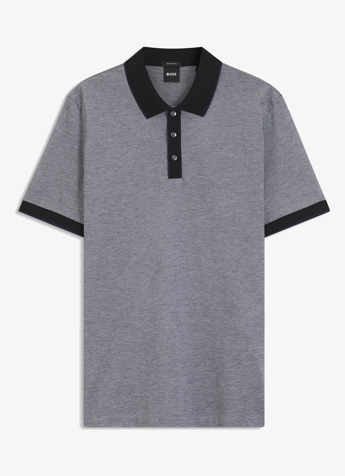 BOSS Regular fit polo met gestreept detail - voorkant 4 zwart