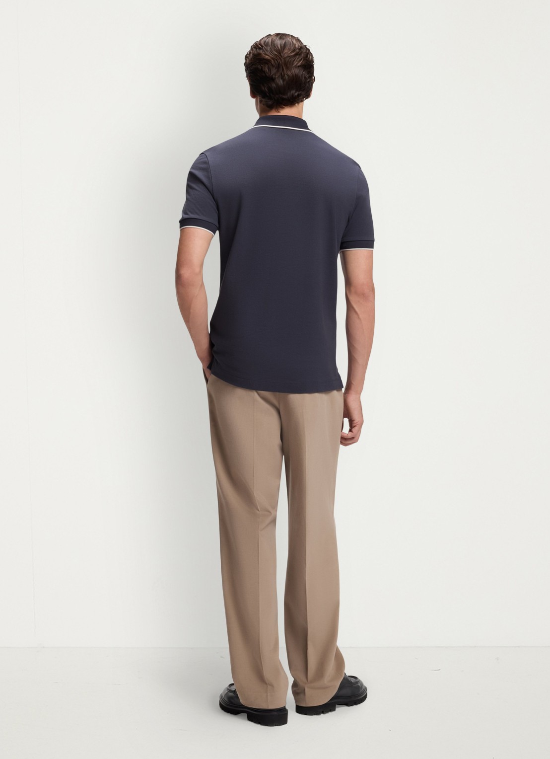 BOSS Regular fit polo met gestreept detail - achterkant 4 open blue-479 / blauw