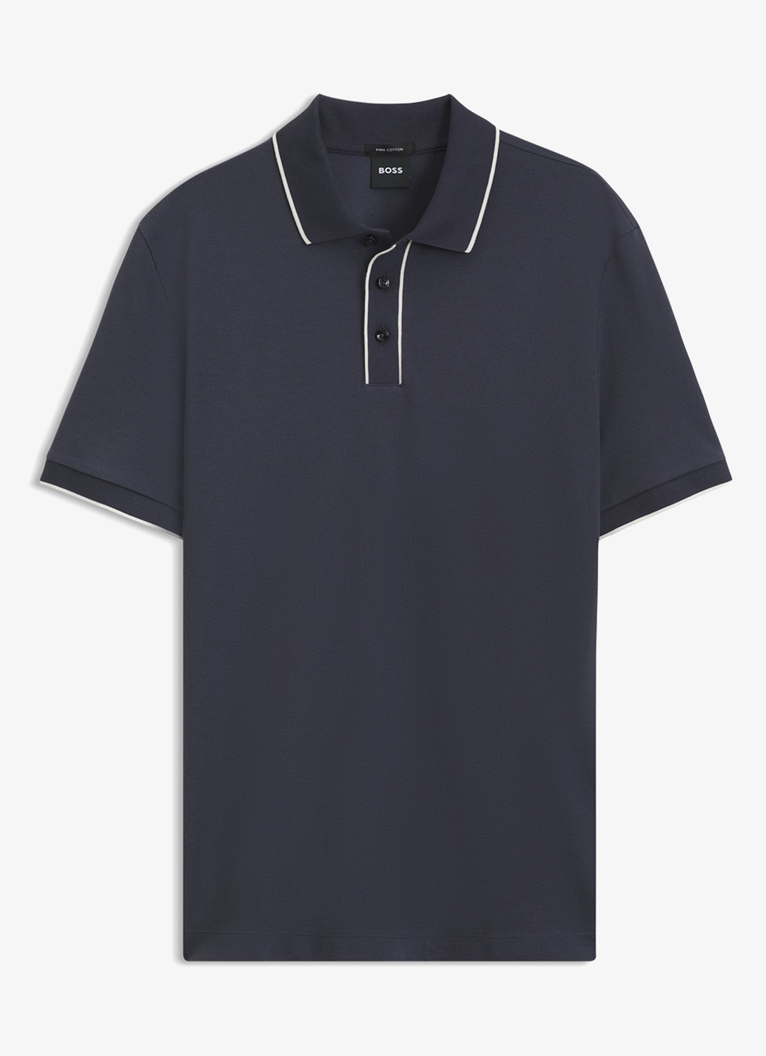 BOSS Regular fit polo met gestreept detail - voorkant open blue-479 / blauw