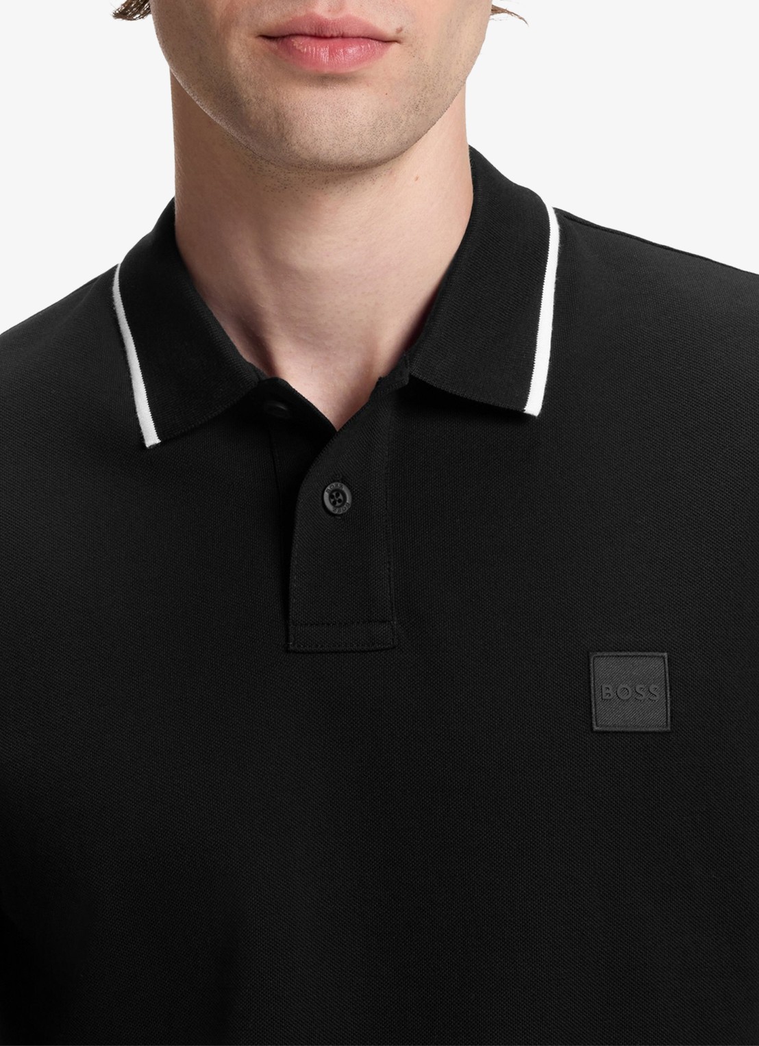 BOSS Regular fit polo met getipte boorden - detail 2 zwart