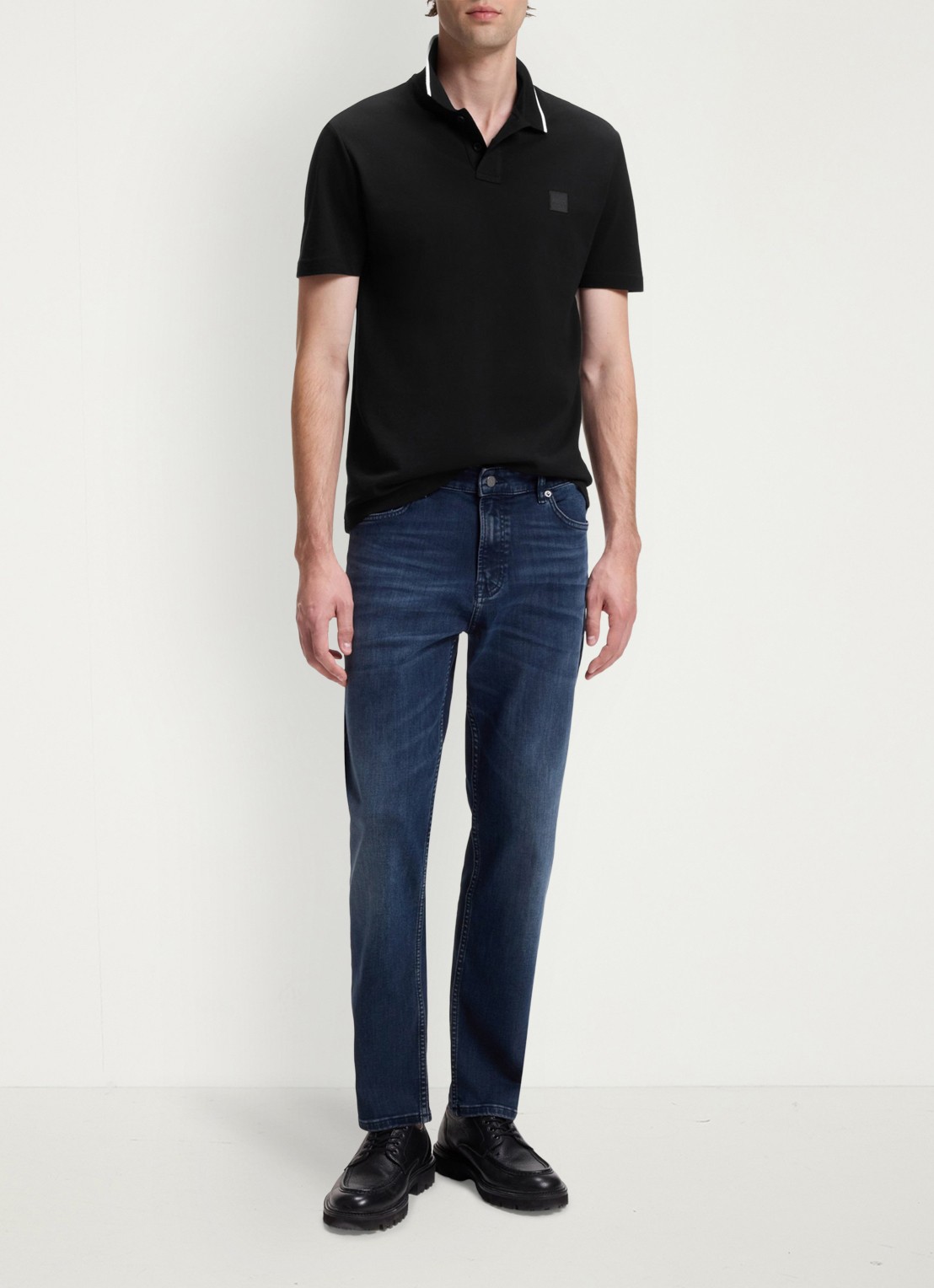 BOSS Regular fit polo met getipte boorden - voorkant 5 zwart