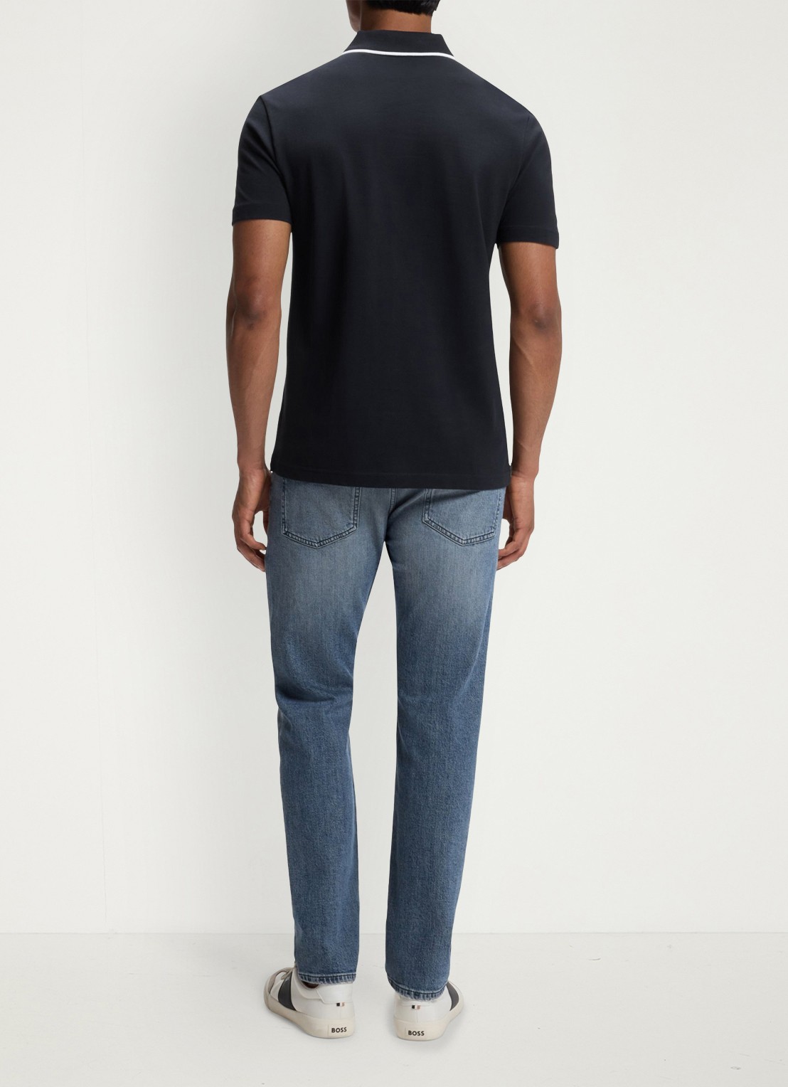 BOSS Regular fit polo met getipte boorden - achterkant blauw