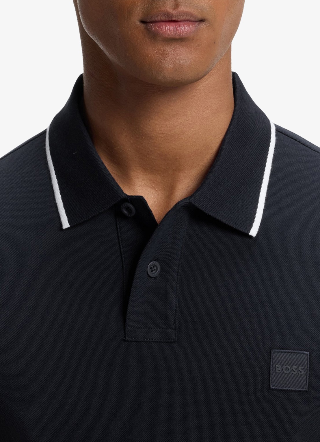 BOSS Regular fit polo met getipte boorden - detail 5 blauw