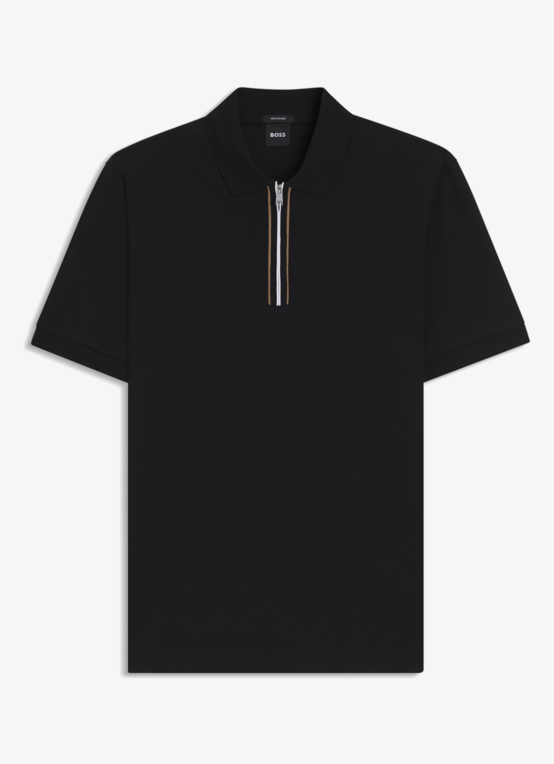 BOSS Regular fit polo met halve rits - voorkant zwart