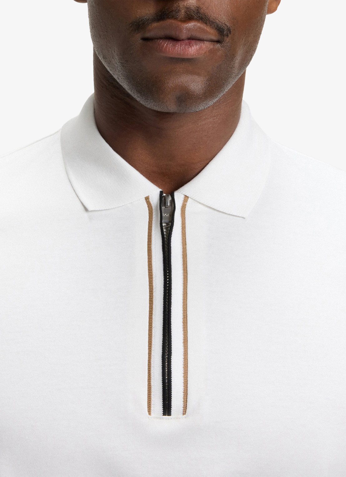 BOSS Regular fit polo met halve rits - detail 4 wit