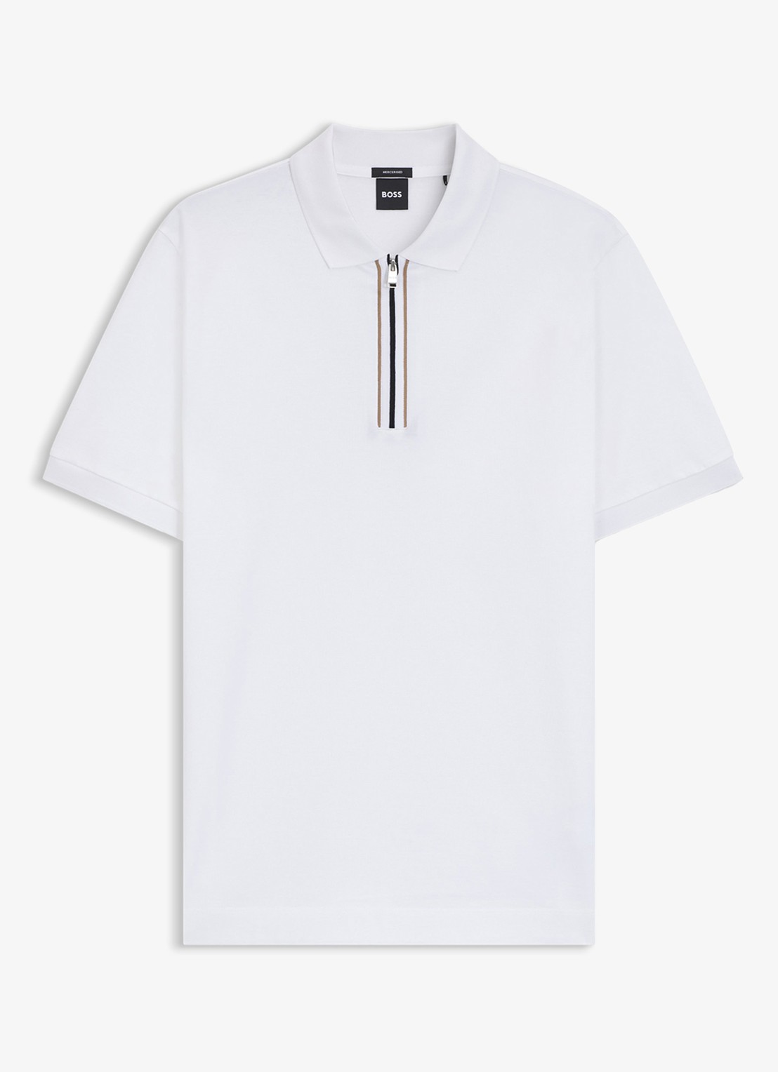 BOSS Regular fit polo met halve rits - voorkant wit