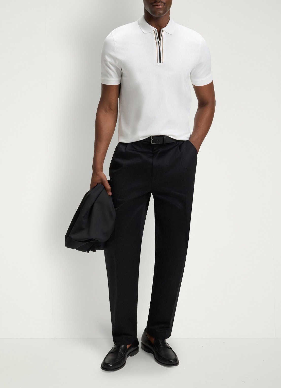 BOSS Regular fit polo met halve rits - voorkant 2 wit