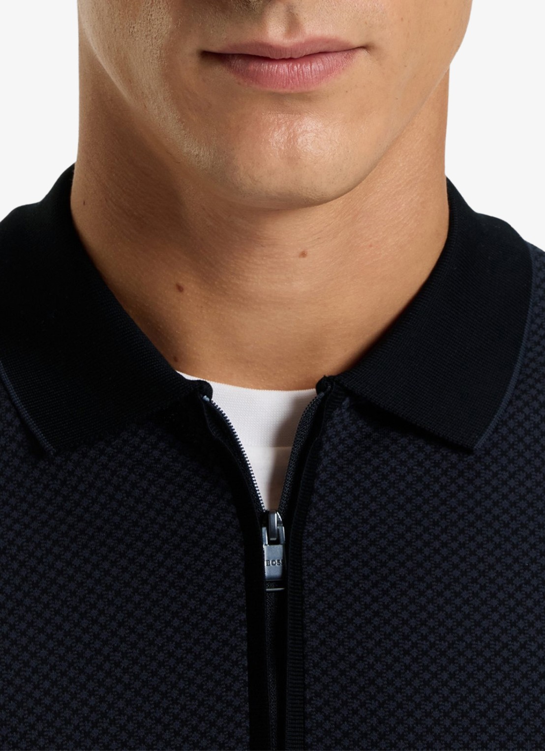 BOSS Regular fit polo met halve rits - detail 5 zwart