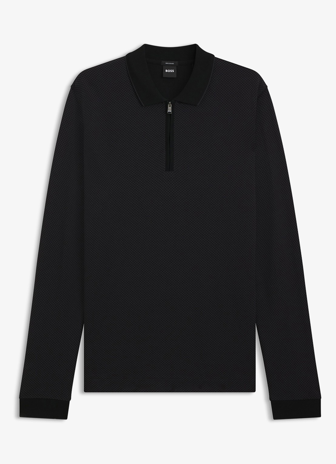BOSS Regular fit polo met halve rits - voorkant 2 zwart