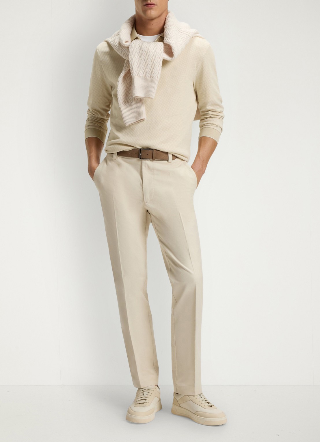 BOSS Regular fit polo met halve rits - voorkant 2 beige
