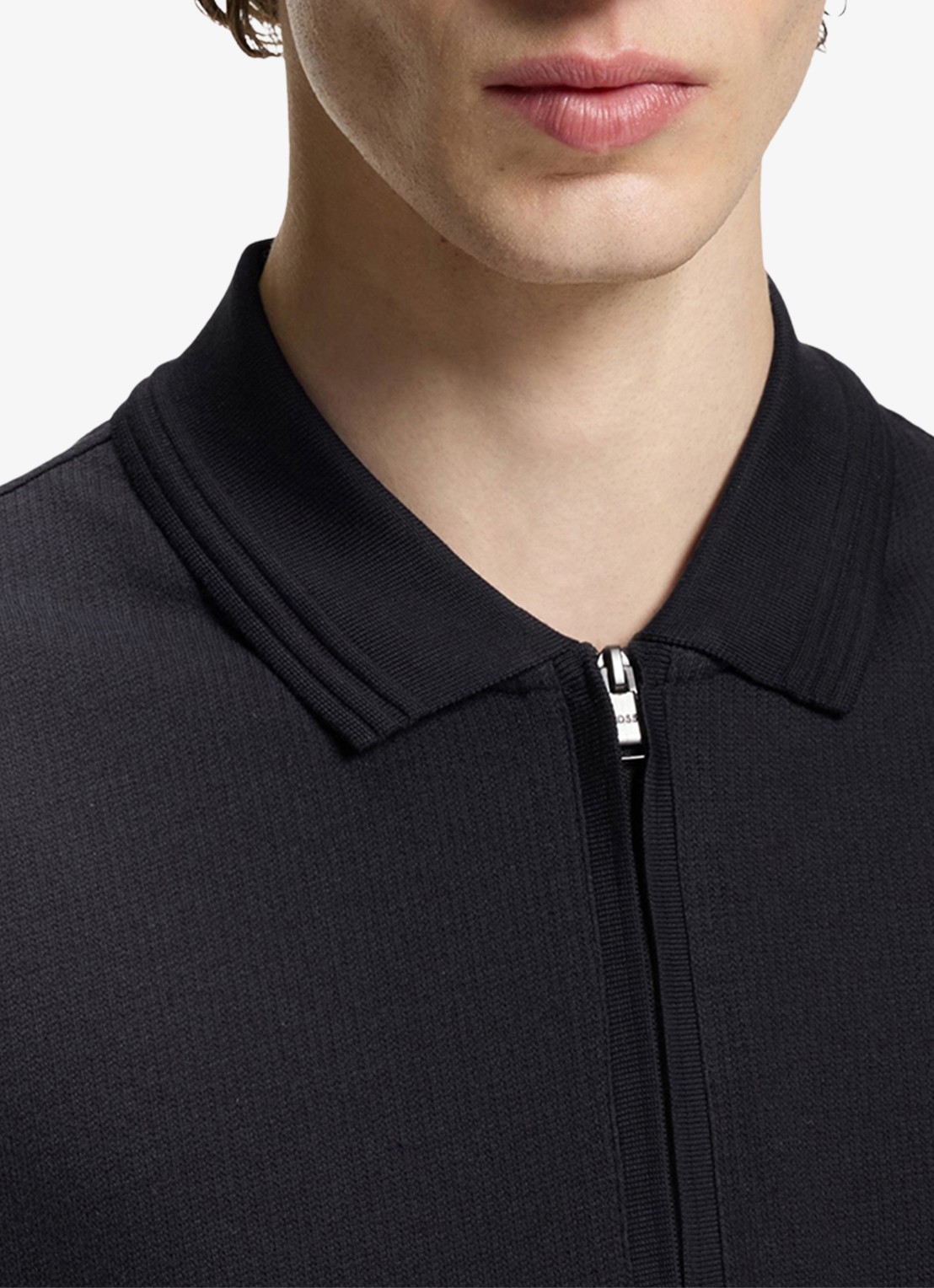 BOSS Regular fit polo met halve rits - detail 2 donkerblauw