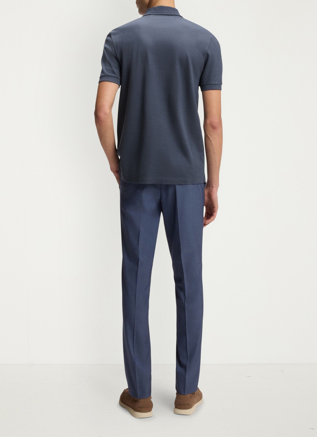 BOSS Regular fit polo met halve rits - achterkant blauwgrijs