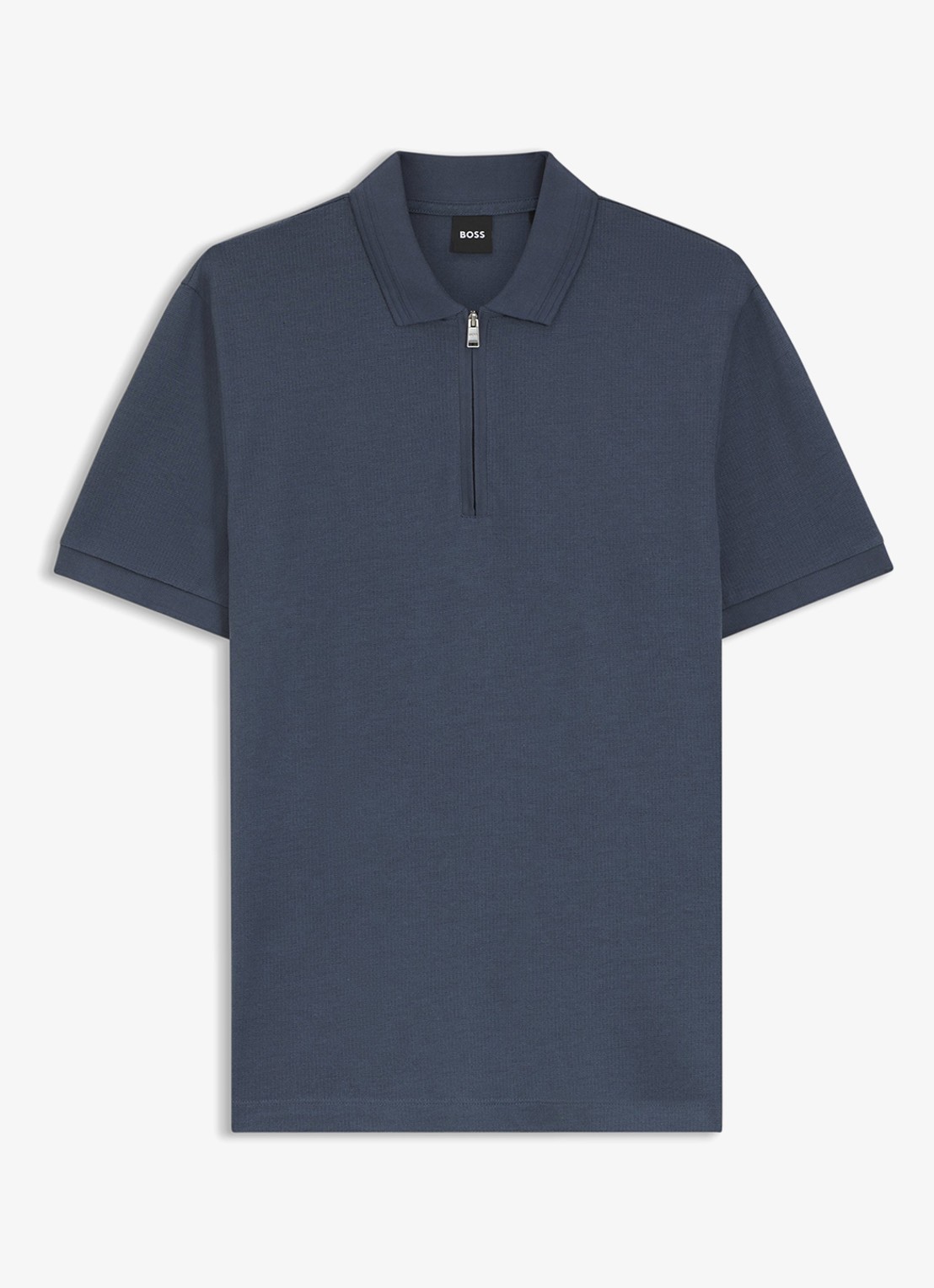 BOSS Regular fit polo met halve rits - voorkant 2 blauwgrijs