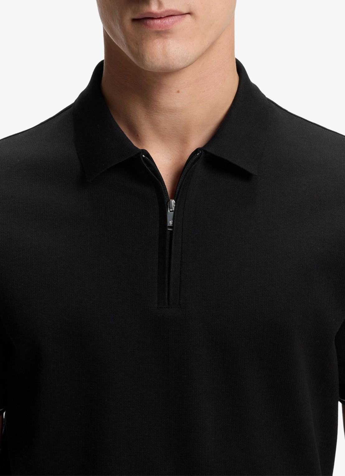 BOSS Regular fit polo met halve rits - detail 5 zwart