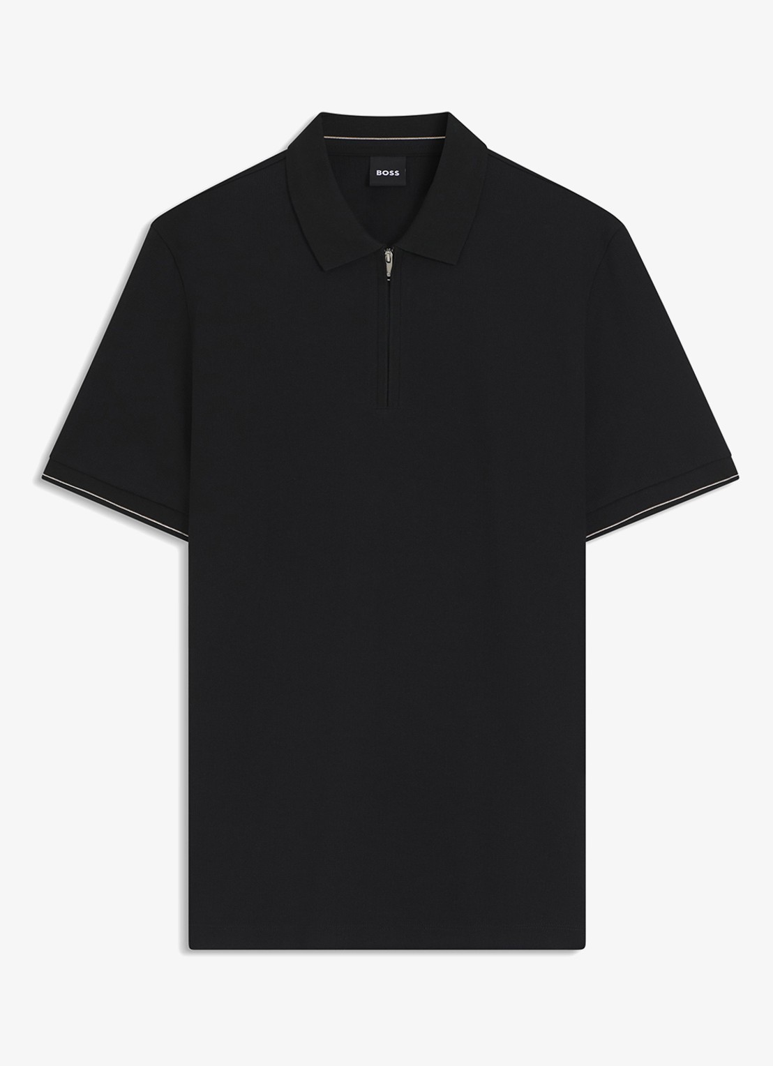 BOSS Regular fit polo met halve rits - voorkant 2 zwart