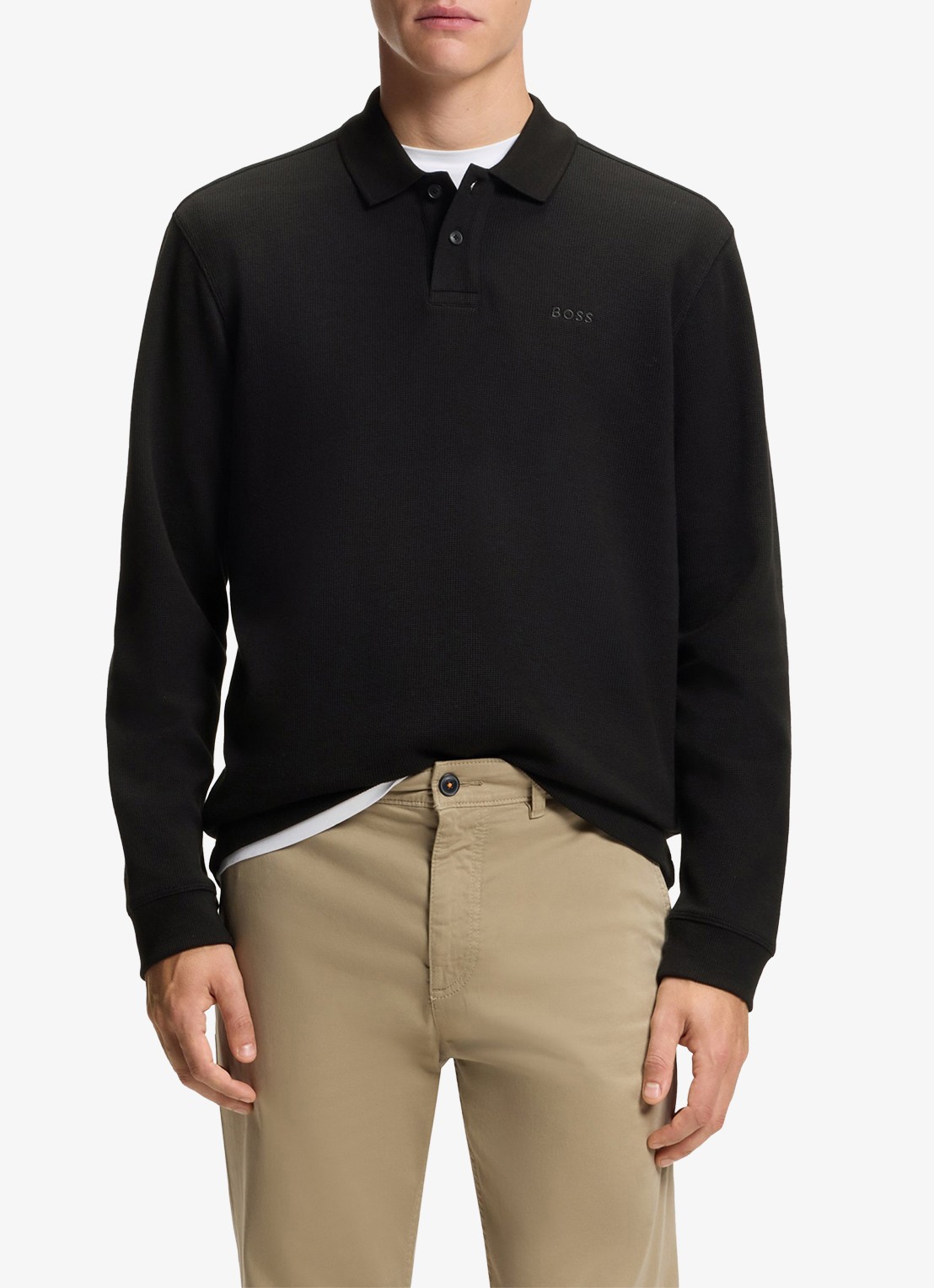 BOSS Regular fit polo met logo - detail 4 zwart