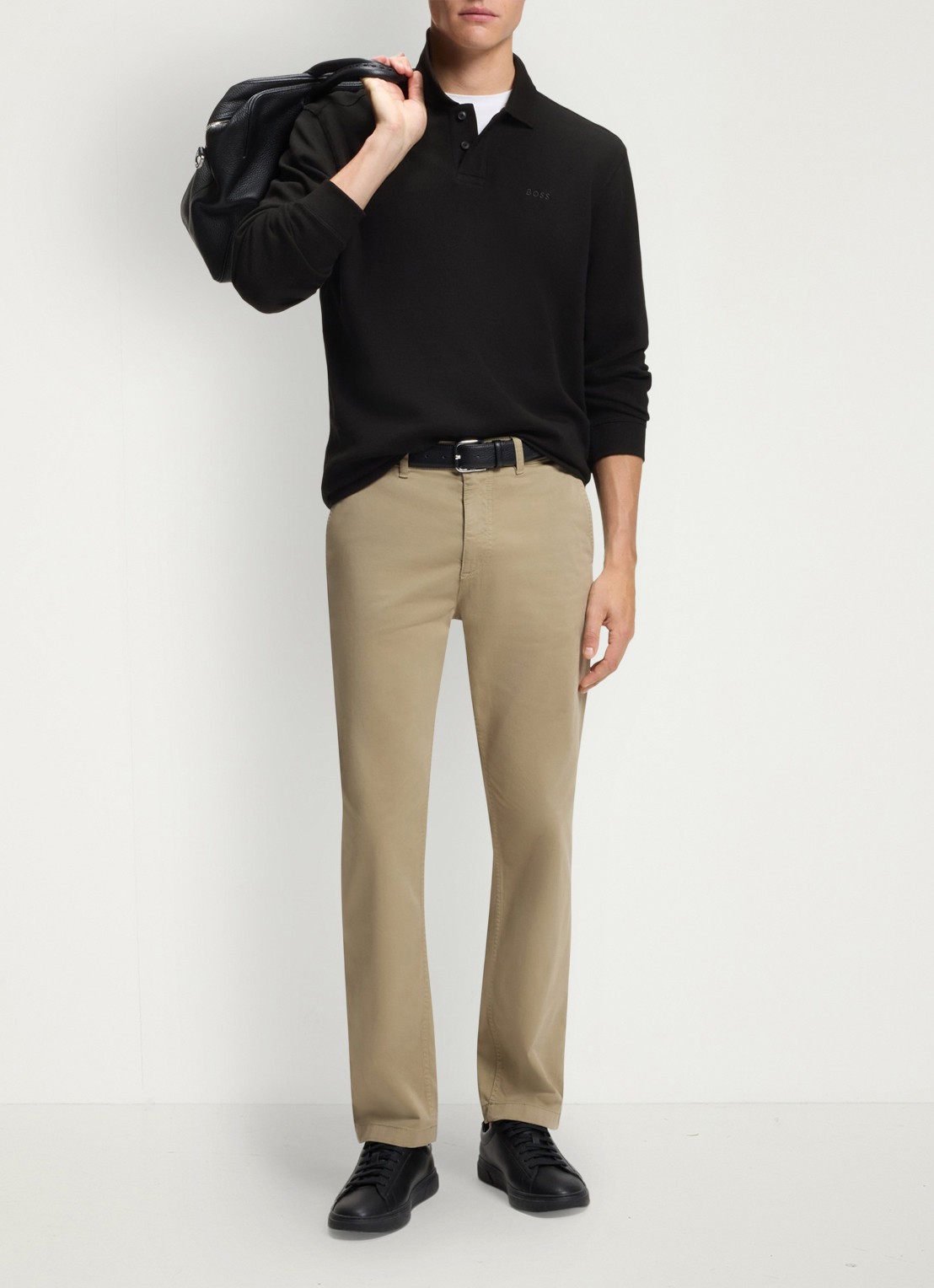BOSS Regular fit polo met logo - voorkant 2 zwart