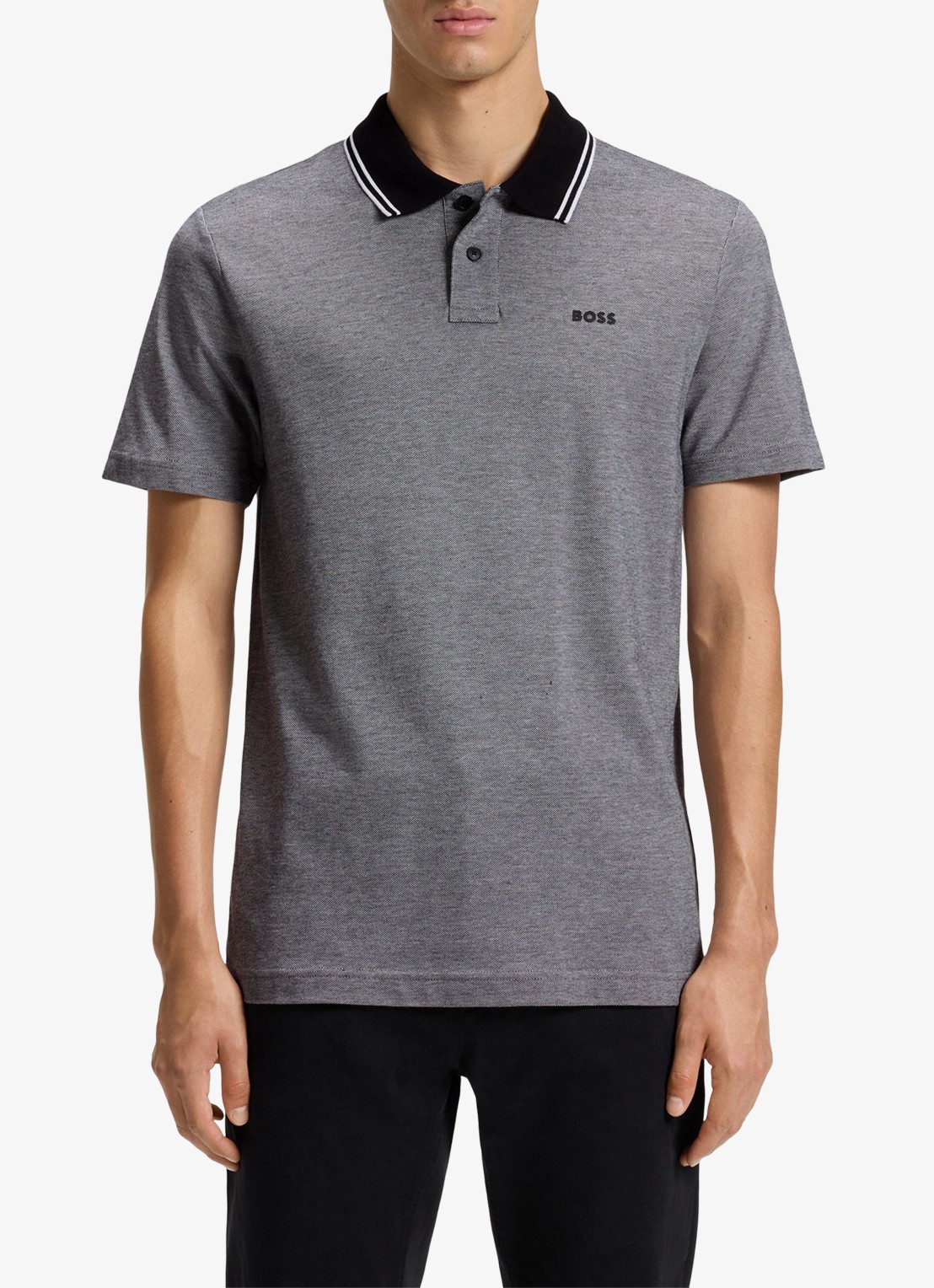 BOSS Regular fit polo met logo - detail zwart