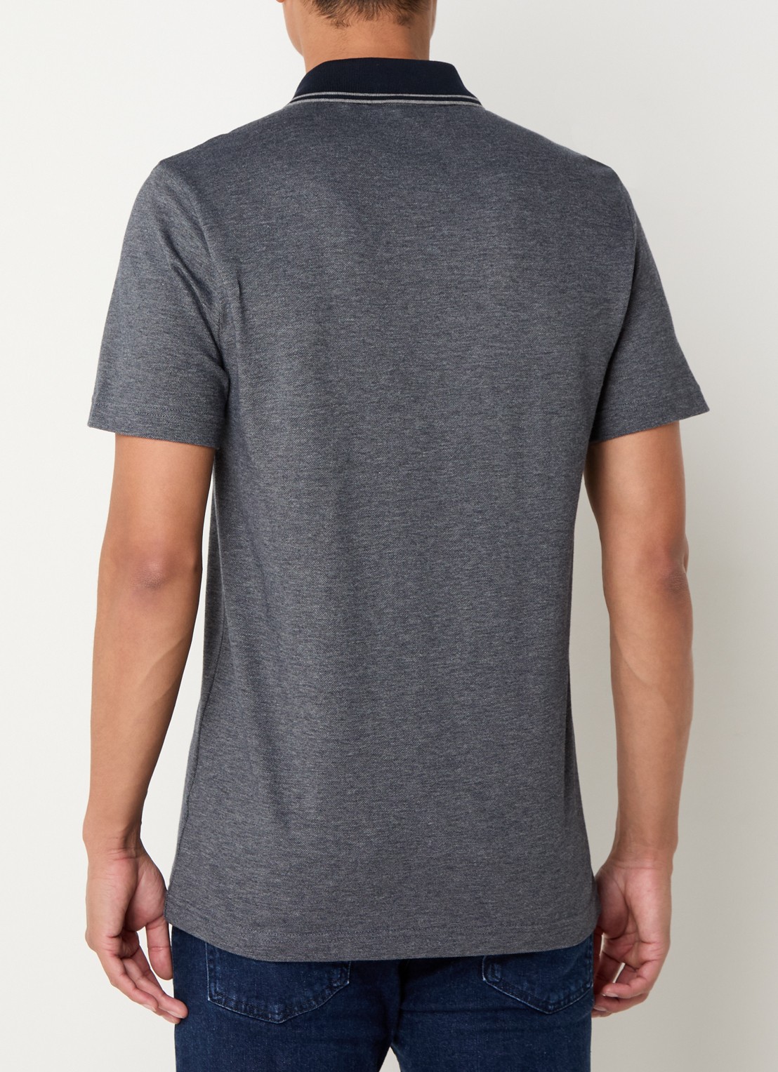 BOSS Regular fit polo met logo - achterkant 4 donkerblauw