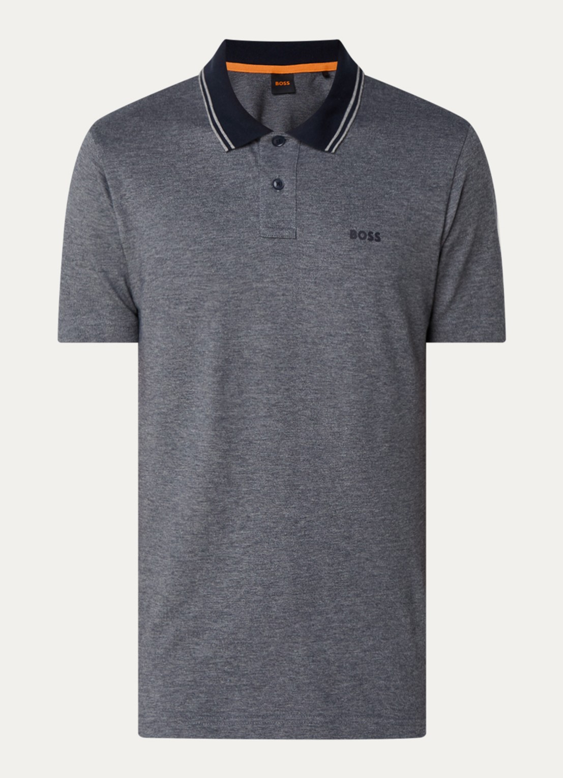 BOSS Regular fit polo met logo - voorkant 2 donkerblauw