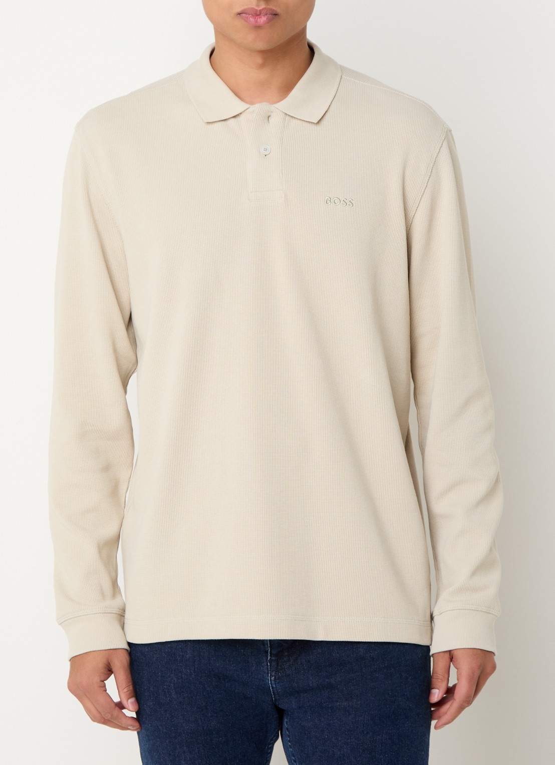 BOSS Regular fit polo met logo - detail beige