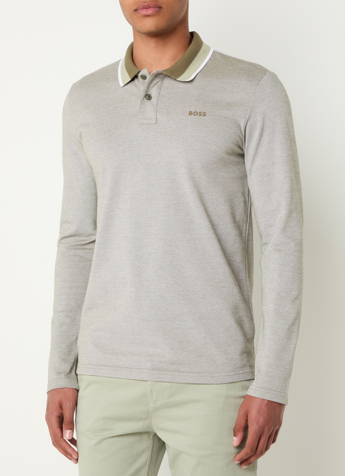 BOSS Regular fit polo met logo - detail olijfgroen