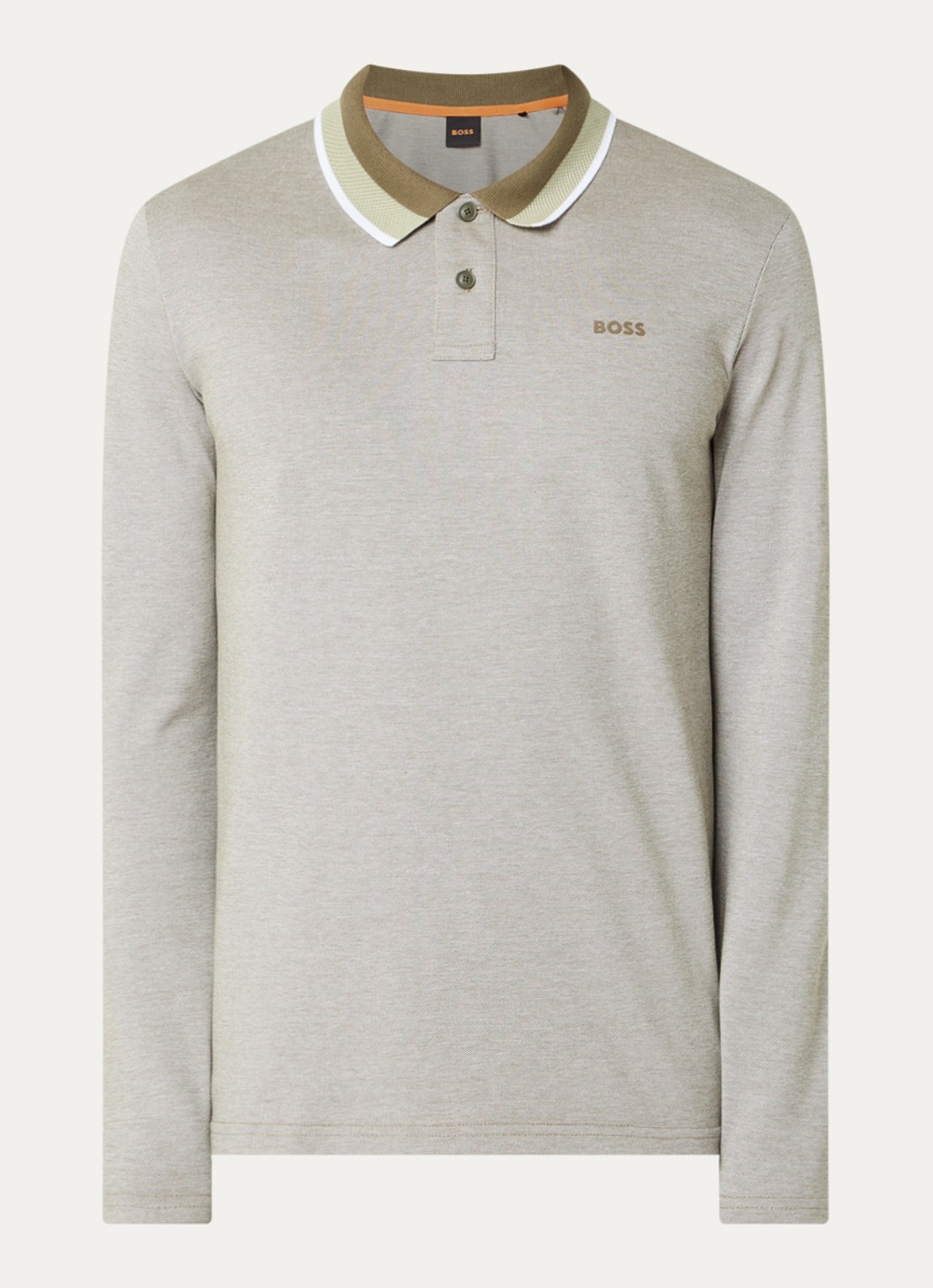 BOSS Regular fit polo met logo - voorkant 2 olijfgroen