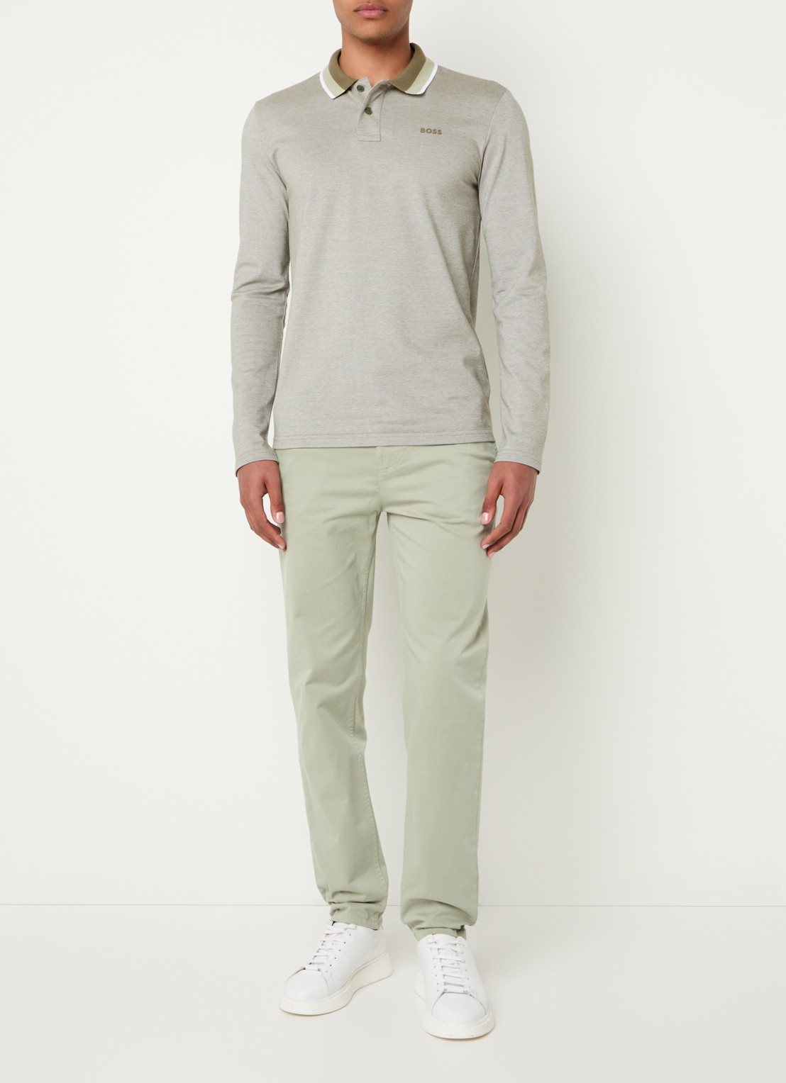 BOSS Regular fit polo met logo - voorkant 3 olijfgroen