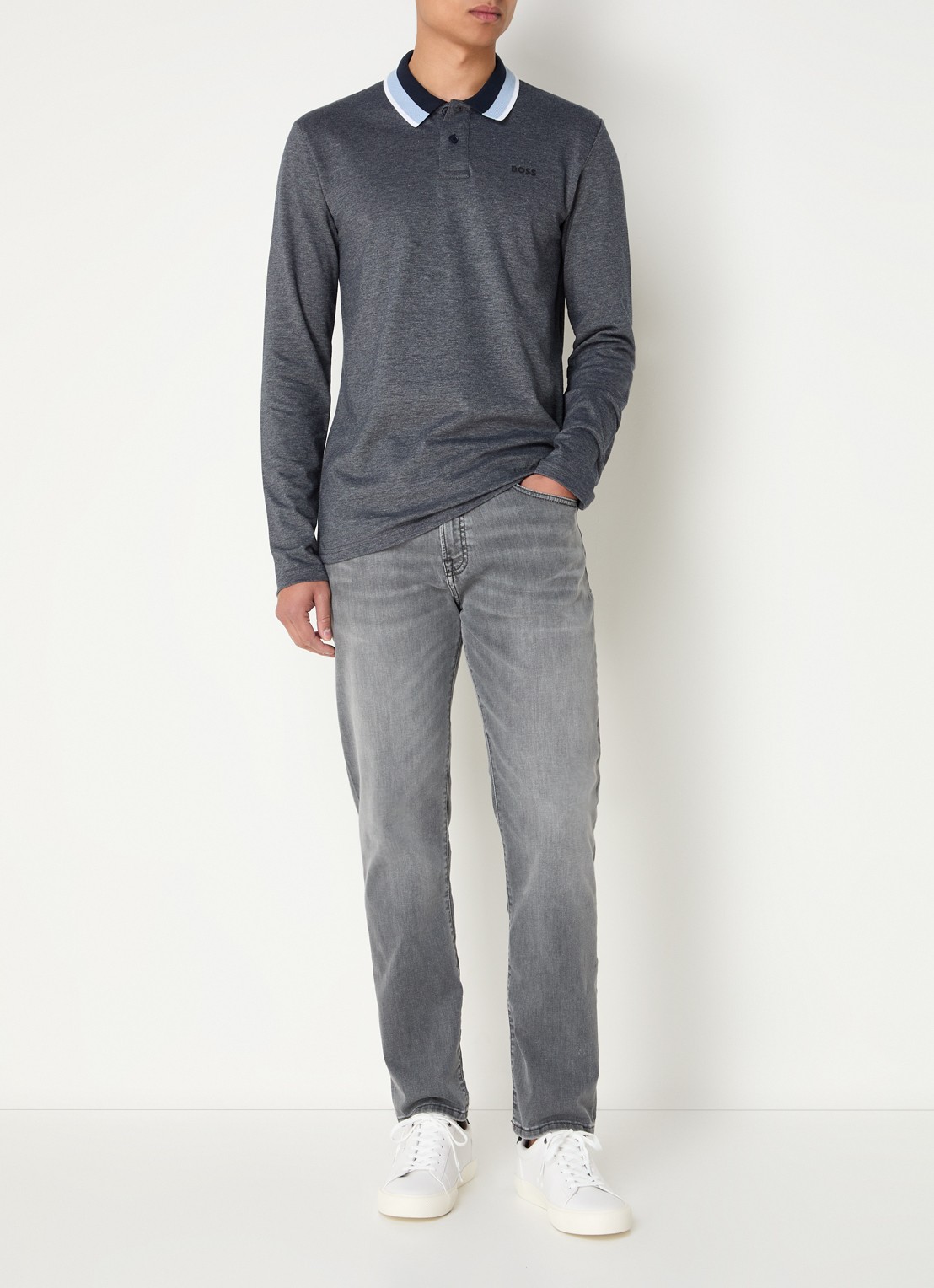 BOSS Regular fit polo met logo - voorkant 3 indigo