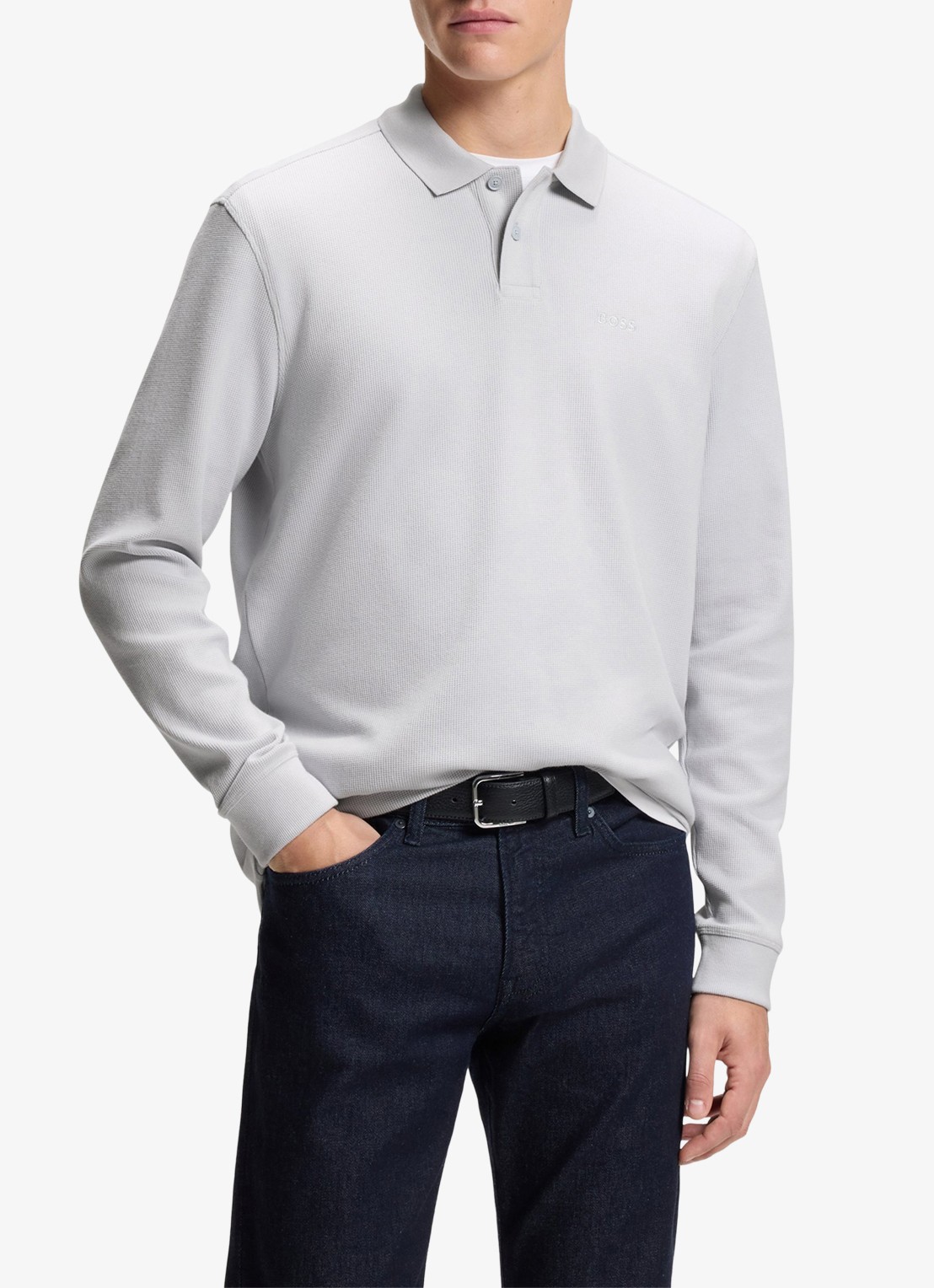 BOSS Regular fit polo met logo - detail 4 lichtgrijs
