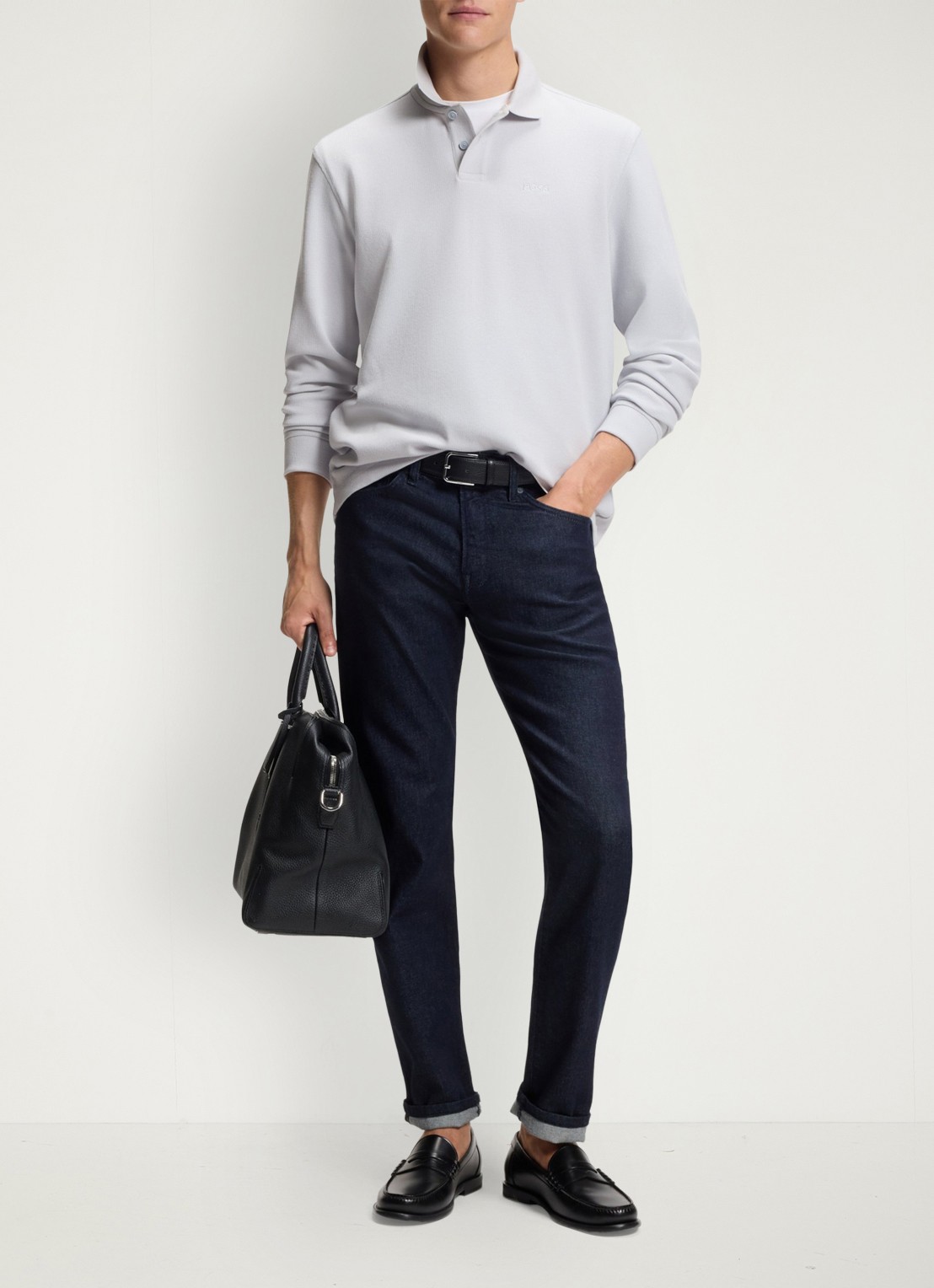 BOSS Regular fit polo met logo - voorkant 2 lichtgrijs