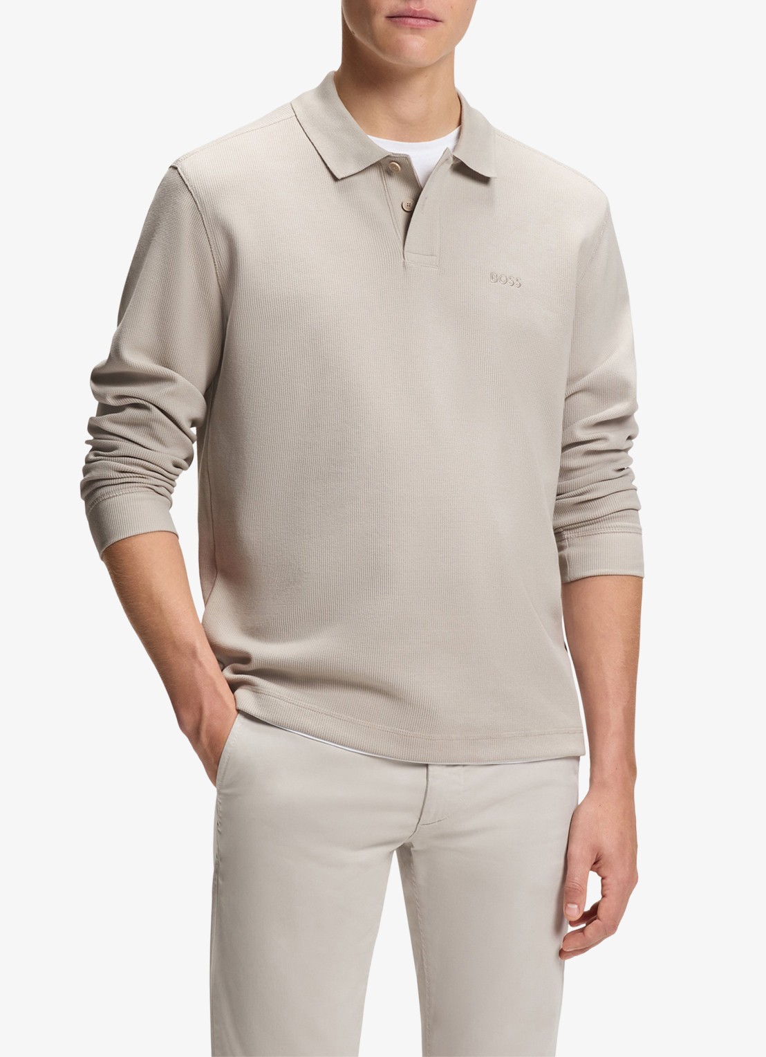 BOSS Regular fit polo met logo - detail 4 taupe