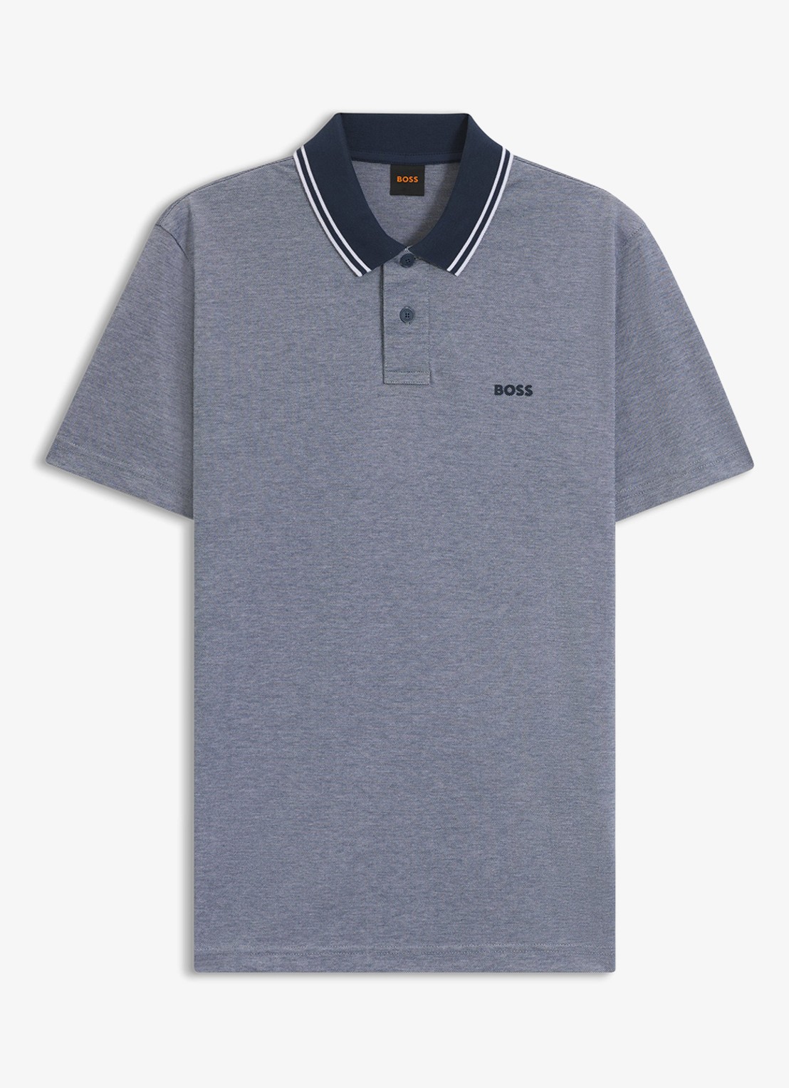 BOSS Regular fit polo met logo - voorkant 2 open blue-464