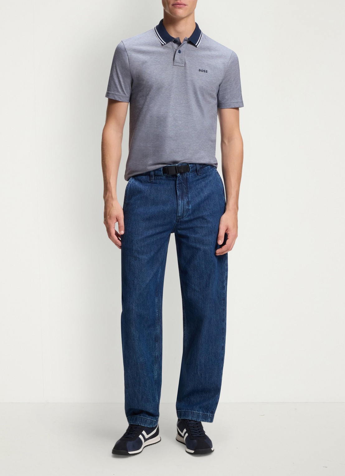 BOSS Regular fit polo met logo - voorkant 3 open blue-464