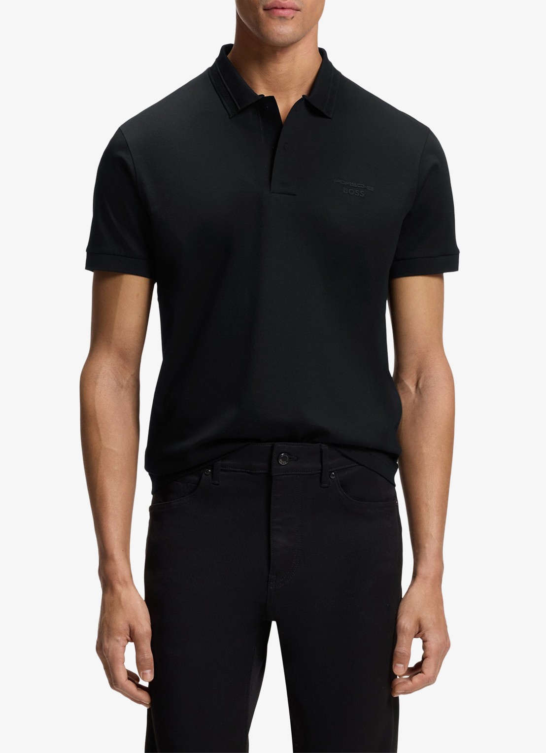 BOSS Regular fit polo met logo - detail 4 zwart