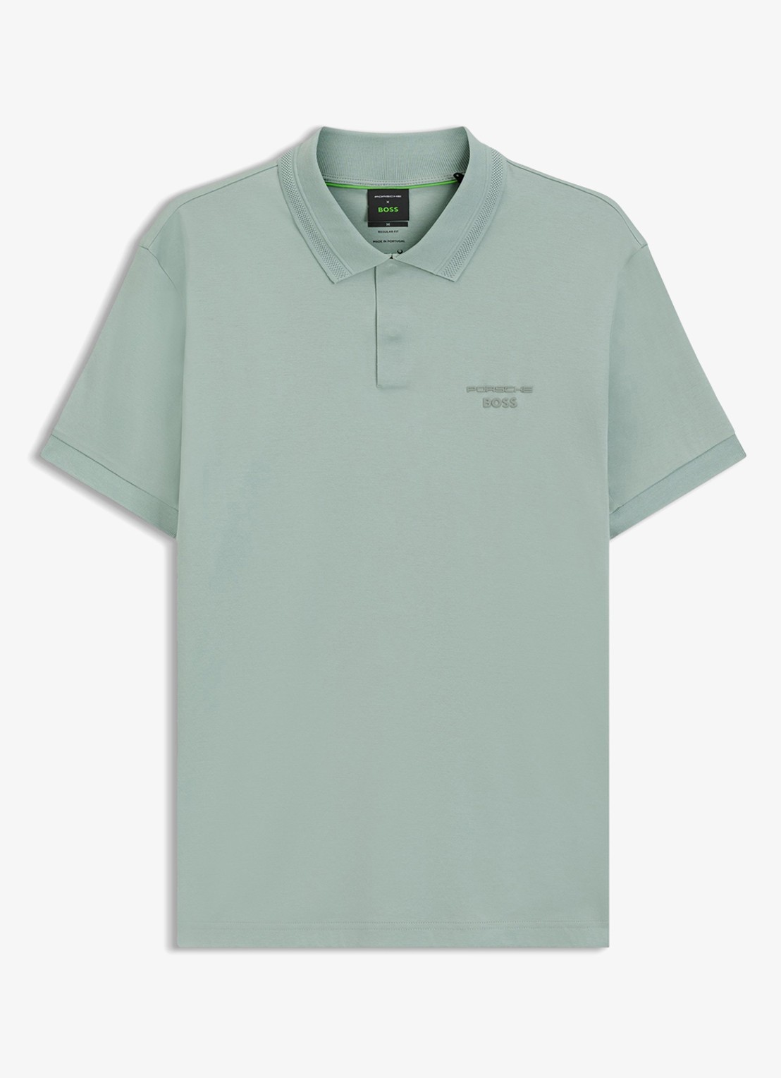BOSS Regular fit polo met logo - voorkant 3 lindegroen