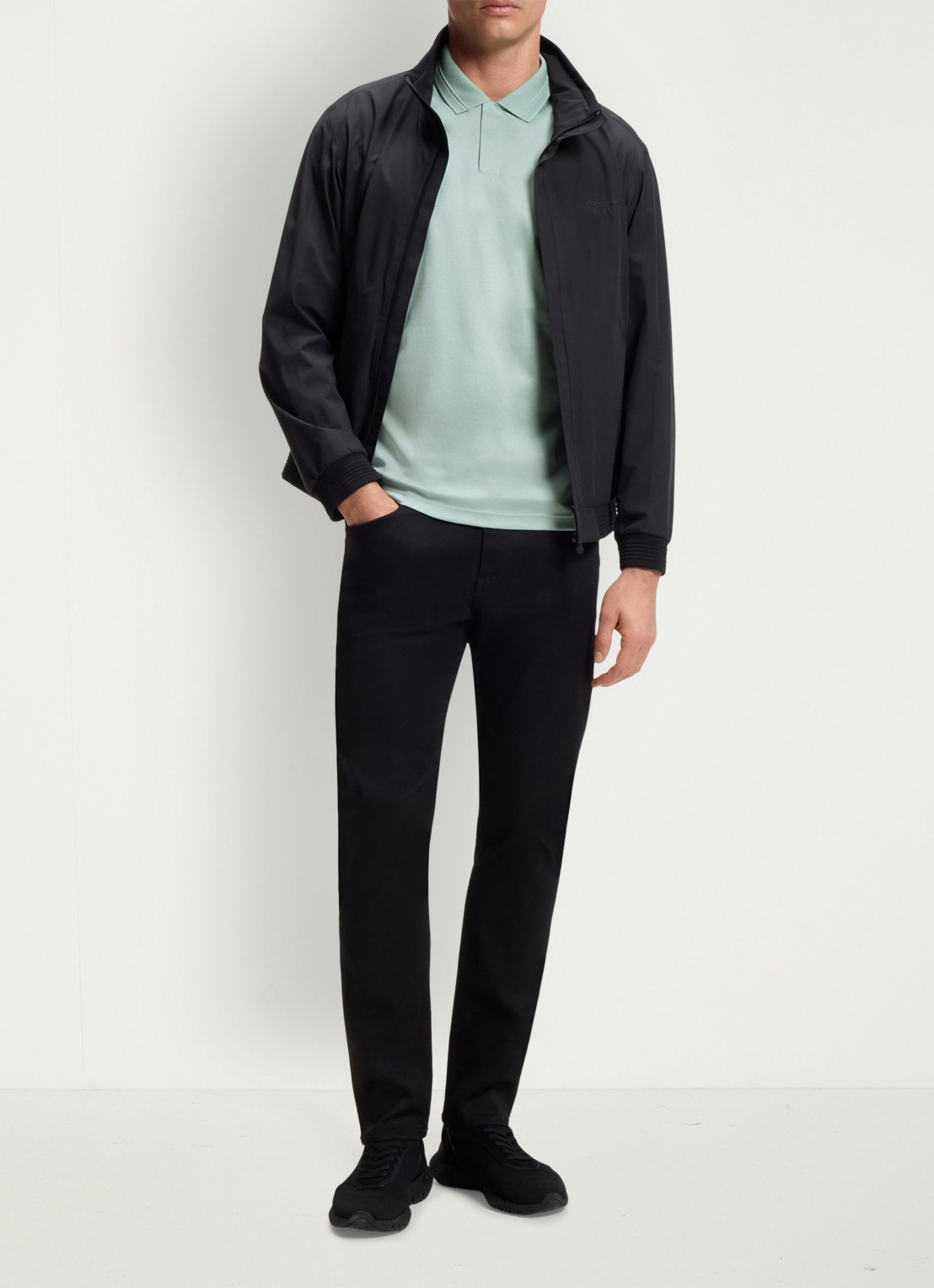 BOSS Regular fit polo met logo - voorkant 4 lindegroen